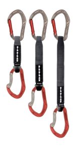 DMM Alpha Sport er en high end sportsklatre-ekspresslynge med en bred nylonslynge og karabin med bøjet lukning i den ende, der går i rebet. Foto: DMM