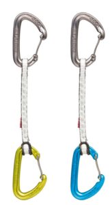 Ocùn Kestrel Nano er et eksempel på en ekspresslynge med to ultralette wire-karabin på en lang Dyneema-slynge. Foto: Ocùn
