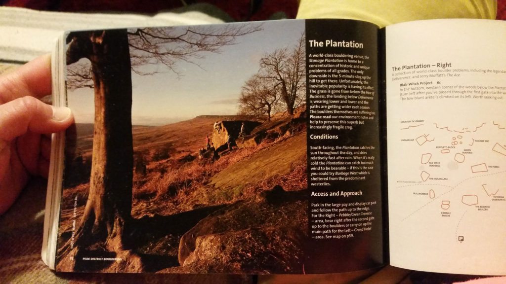 Stanage Plantation i en guidebog for området. Foto: Michelle KT.