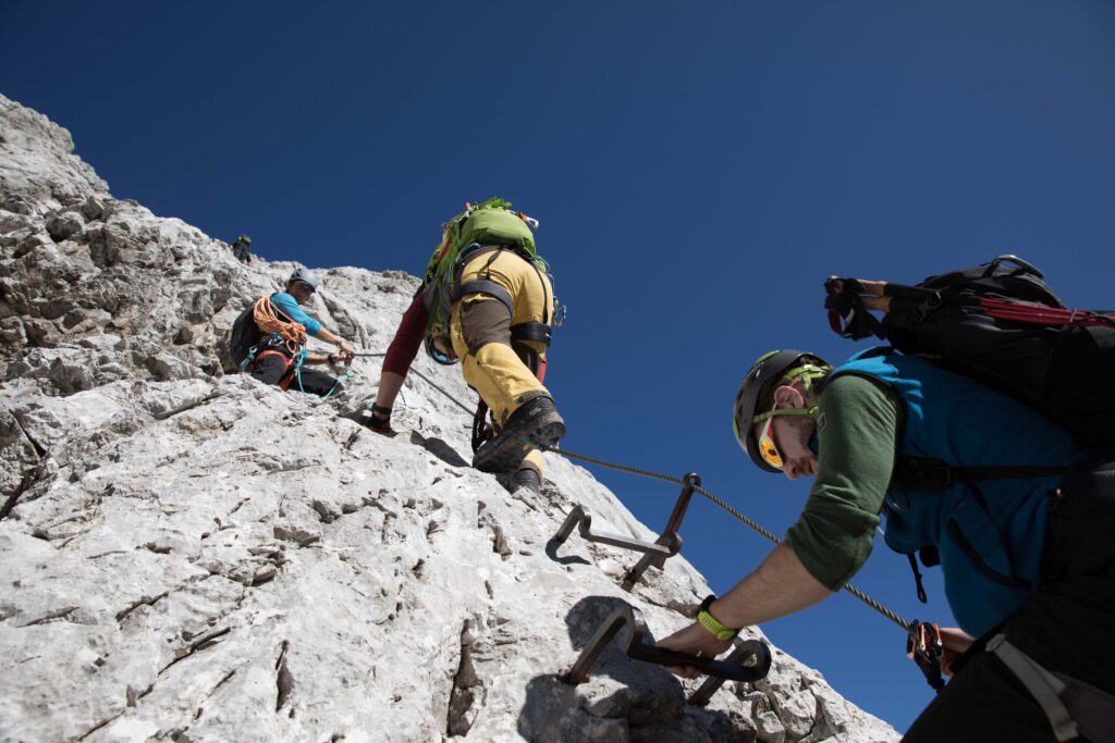 De stejle Via-Ferrata-passager krævede fokus og sikre fødder.